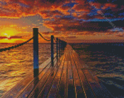 Bridge Over Water During Sunset Diamond Paintings