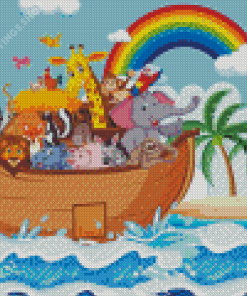 Cartoon Noah's Ark And Animals Diamond Paintings
