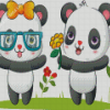 Cartoon Panda Couple Diamond Paintings