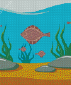 Cartoon Flounder Fish Diamond Paintings