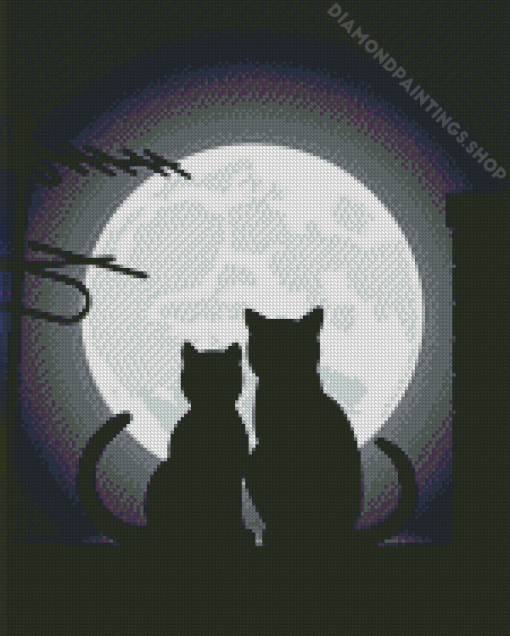 Cat Couple Silhouette Diamond Paintings