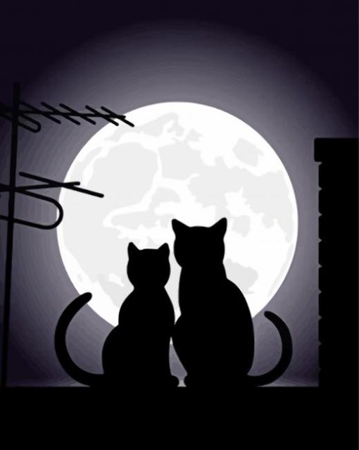 Cat Couple Silhouette Diamond Paintings