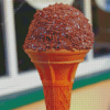 Chocolate Ice Cream Cone And Candy Sprinkles Diamond Paintings