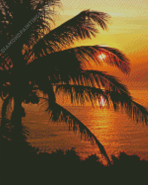 Coconut Tree Sunset Diamond Paintings