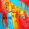 Colorful Abstract Buildings Art Diamond Paintings