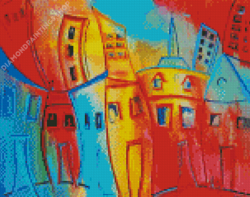 Colorful Abstract Buildings Art Diamond Paintings