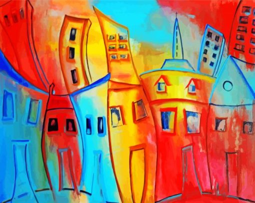 Colorful Abstract Buildings Art Diamond Paintings