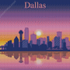 Dallas Skyline Illustration Poster Diamond Paintings