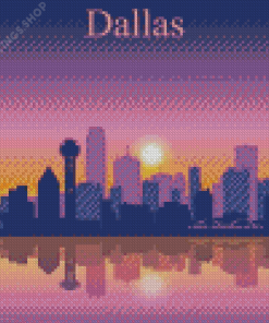 Dallas Skyline Illustration Poster Diamond Paintings