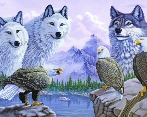 Eagles And Wolves Diamond Paintings