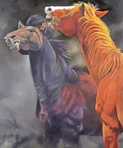 Fighting Horses Diamond Paintings