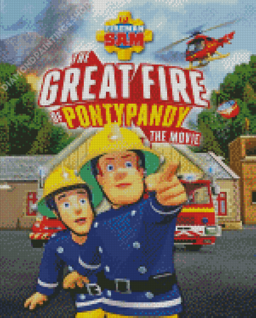 Fireman Sam The Great Fire of Pontypandy Poster Diamond Paintings