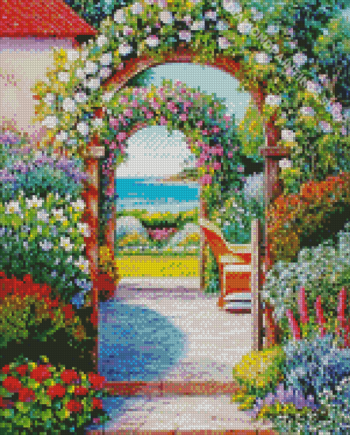 Flowers Garden Arches Diamond Paintings