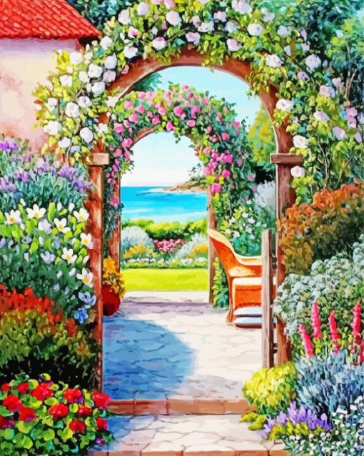 Flowers Garden Arches Diamond Paintings