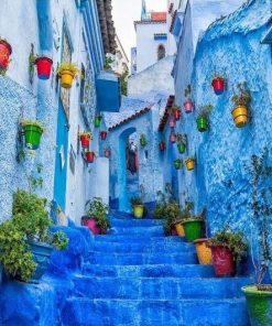 Famous Blue Stairs In Chefchaouen Diamond Paintings