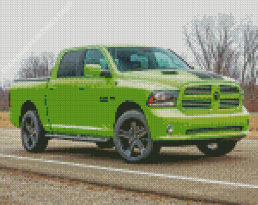 Green Mopar Truck Diamond Paintings