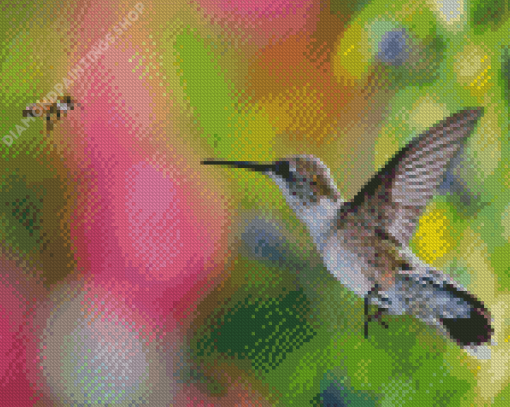 Hummingbird And Bee Diamond Paintings