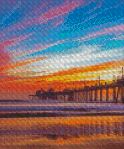 Huntington Beach Pier At Sunset Diamond Paintings