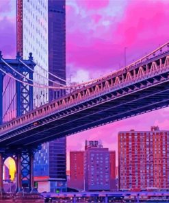 Manhattan Bridge At Sunset Diamond Paintings