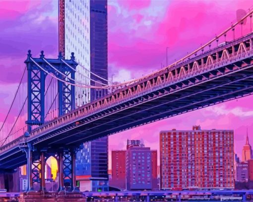 Manhattan Bridge At Sunset Diamond Paintings