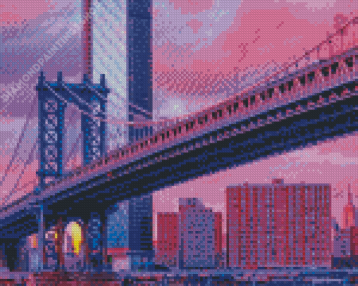 Manhattan Bridge At Sunset Diamond Paintings