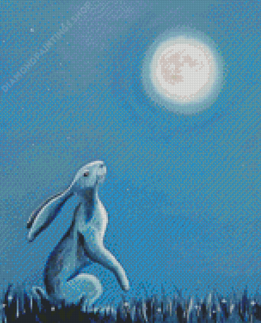 Moon Gazing Hare Animal Diamond Paintings