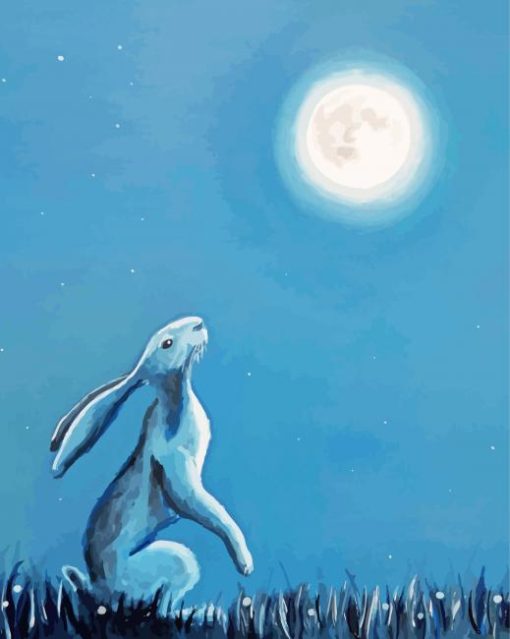 Moon Gazing Hare Animal Diamond Paintings