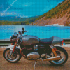 Motorcycle By Blue Lake Diamond Paintings