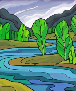Mountain River Nature Art Diamond Paintings