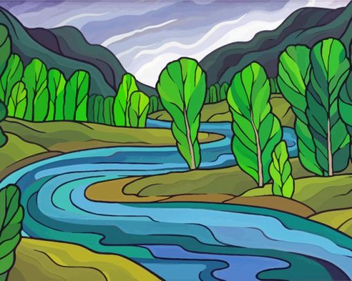 Mountain River Nature Art Diamond Paintings