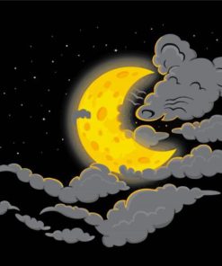 Mouse Clouds And Cheese Moon Diamond Paintings