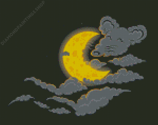 Mouse Clouds And Cheese Moon Diamond Paintings