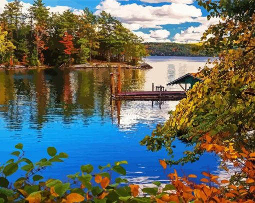New York Lake George In fall Diamond Paintings