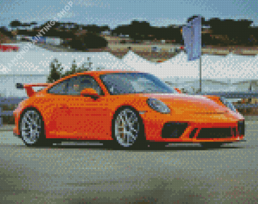 Orange Porsche 911 Diamond Paintings