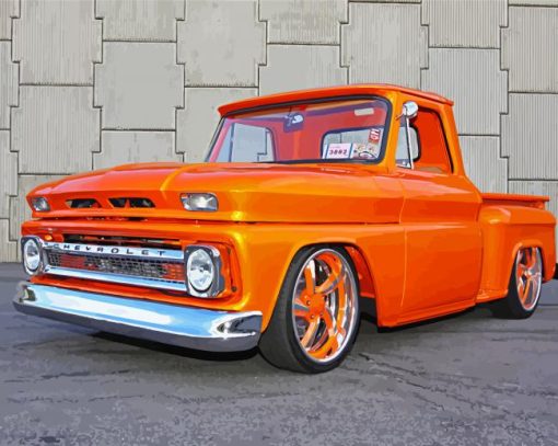 Orange Classic Chevy Truck Diamond Paintings
