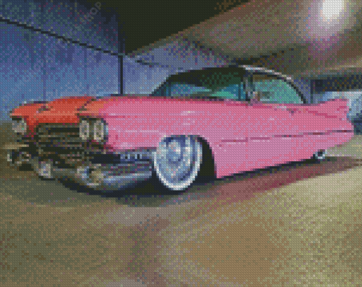 Pink Cadillac Car Diamond Paintings