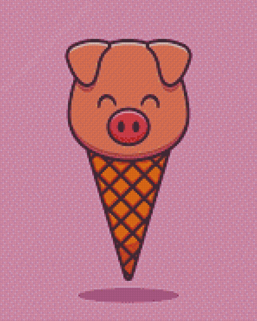 Pink Pig Ice Cream Diamond Paintings