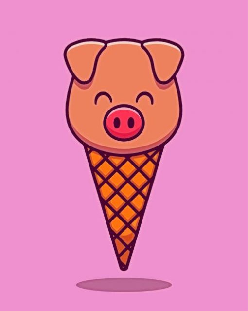 Pink Pig Ice Cream Diamond Paintings