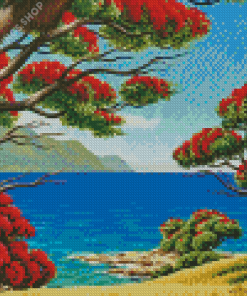 Pohutukawa Flower Tree Diamond Paintings