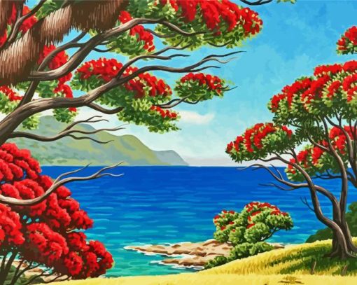 Pohutukawa Flower Tree Diamond Paintings