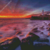 Portland Lighthouse Sunset Seascape View Diamond Paintings