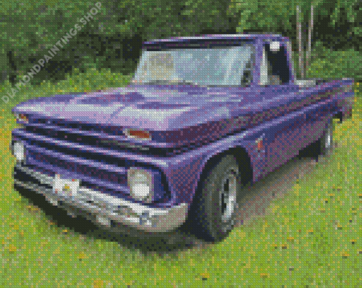 Purple 64 Chevy Stepside Truck Diamond Paintings