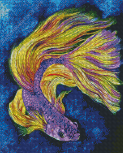 Purple Yellow Betta Fish Diamond Paintings