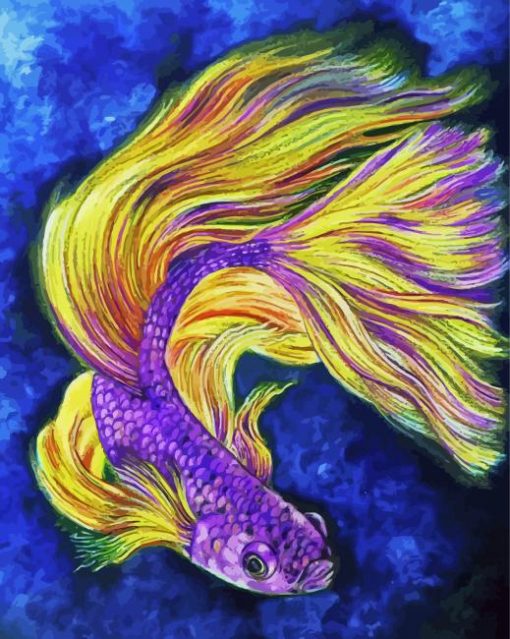 Purple Yellow Betta Fish Diamond Paintings