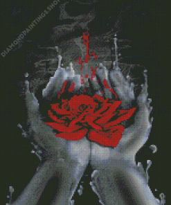 Red Rose And Hands Diamond Paintings