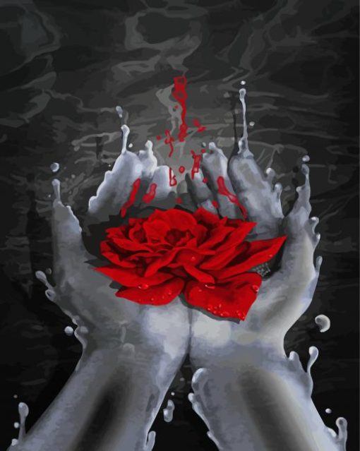 Red Rose And Hands Diamond Paintings