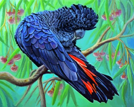 Red Tailed Black Cockatoo Bird Diamond Paintings