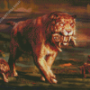 Sabertooth Tiger And Cubs Diamond Paintings