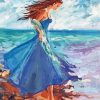 Seaside Blue Dress Woman Diamond Paintings