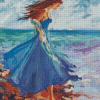 Seaside Blue Dress Woman Diamond Paintings